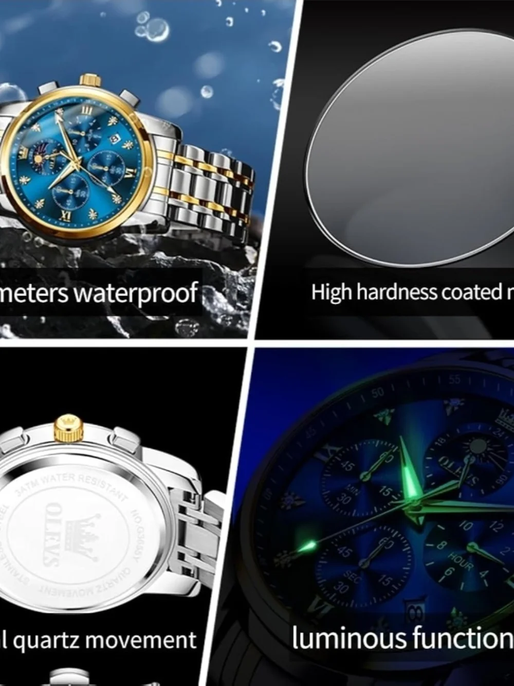 Two-Tone Blue Dial Men's Chronograph Watch